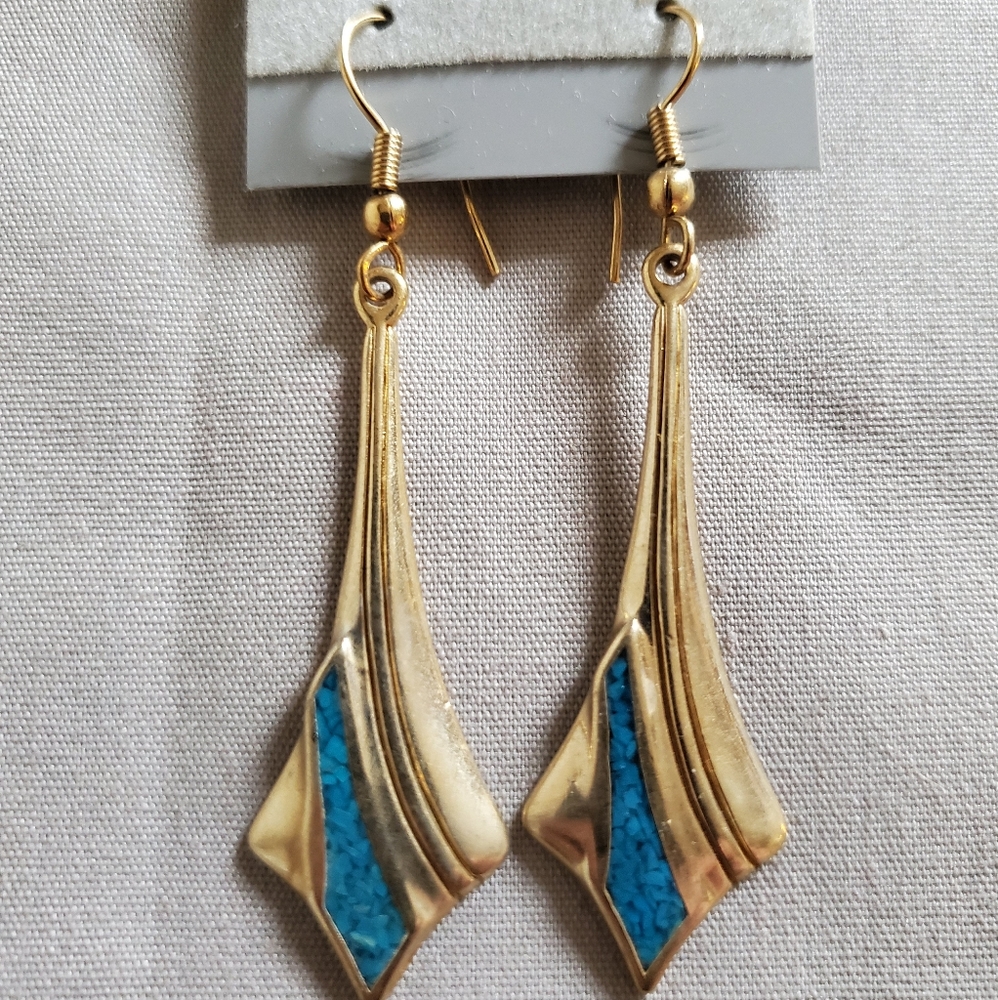 Turquoise handmade 14k gold plated earrings